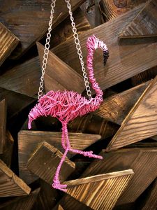 Unique Flamingo wire Figurine handmade