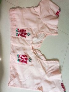 Elegant Pink Blouse with Floral Accents