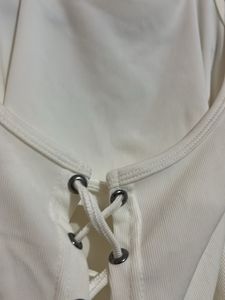 White Lace-Up Cropped Top