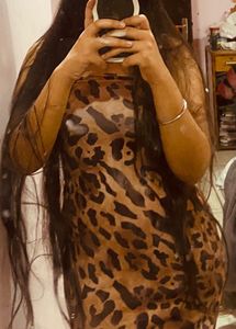 Leopard Print Strapless Maxi Dress