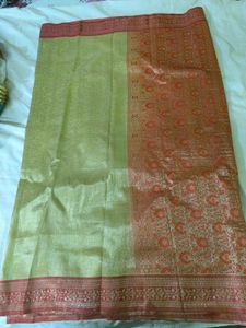 cream banarasi silk saree