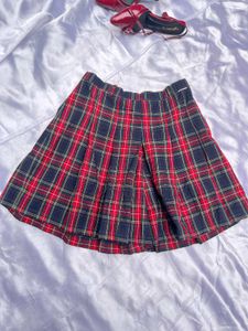 Plaid Pleated Mini Skirt