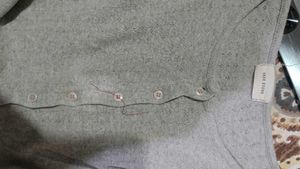Gray Button-Up Long Sleeve Top