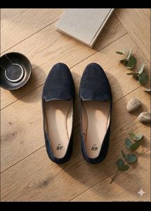Classic Navy  Blue Suede Loafers