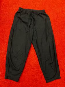 Black Cotton Casual Pants