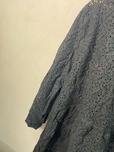 Black Lace Button-Up Cardigan