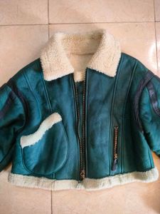 Cropped Green Aviator furr Jacket🧞🐦🛸🎋💿📡