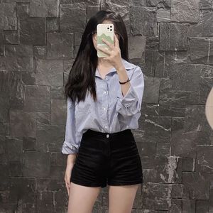Y2k Korean Matte Black Heavy Denim Shorts