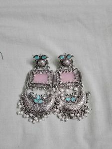 Designer Oxidised Jhumka Earrings
