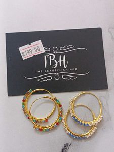 Combo Of Two Pairs Hoop Earrings with Colorful