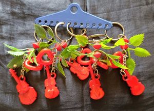 Cute Red Violin Heart Keychain pack of 5