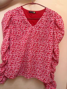 casual regular sleeves printed women red top