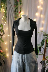 Chic Black Cutout Long Sleeve Top