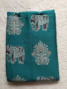 Elegant Teal Printed Saree