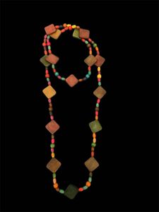 Boho Beaded Wood Necklace