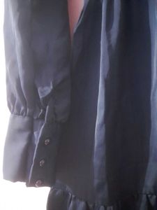 Satin Navy Blue Tiered Dress