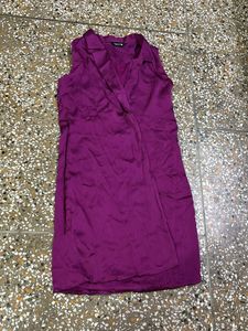 Stylish Sleeveless Purple Wrap Dress