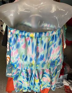 Boho Tie-Dye Strapless Ruffle Dress