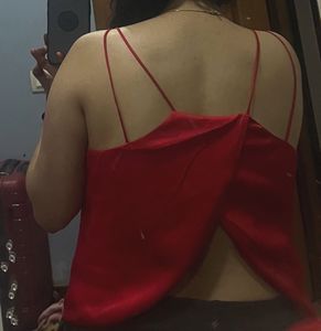 Red Cami Top with Open Back