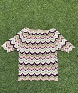 Retro Chevron Knit Cropped Top