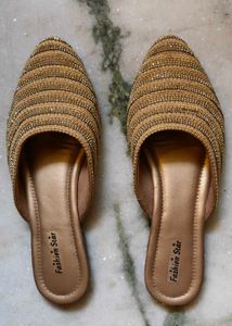 Embellished Gold Flats