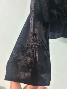 Korean Black Velvet Button-Up Crop Jacket