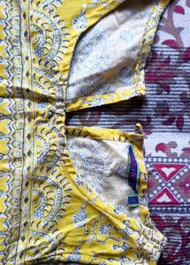 Yellow Block Print Sleeveless Top