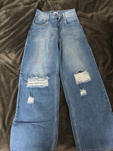 Women's Ripped Wide Leg Jeans
