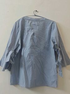 Light Blue Bell Sleeve Top