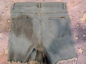 ROADSTER Light Wash Denim Shorts with Frayed Hem (