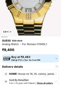 Gold Guess Watch with Diamond Accents