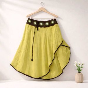 💚 Lemon-Green Bohemian Crochet Skirt - Free Size