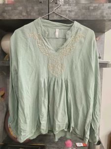 Embroidered Mint Green Kurta