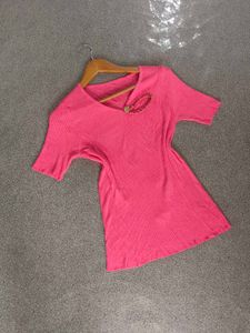 Pink Ribbed Knit Top