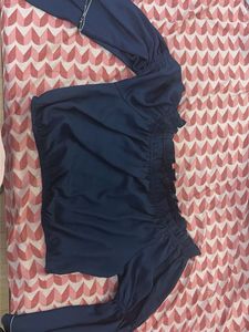 Chic Navy Blue Off-Shoulder Crop Top