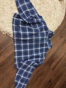 H&amp;m Blue  Long-Sleeve crop  Shirt
