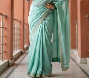 Sea Green Saree with Delicate Lace