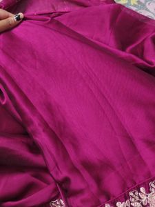 Elegant wine Embroidered Saree