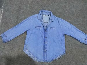 Denim Frayed Hem Shirt