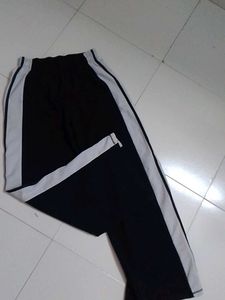 Black Track Pants with White Stripes