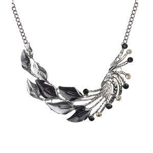 Statement Leaf & Crystal Necklace