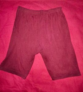 Burgundy underdress shorts under school uniform