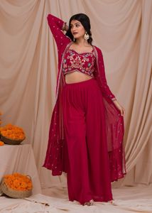Rani Pink Zariwork Readymade Sharara Suit Size XL