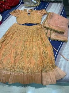 Stunning Peach Embroidered Lehenga Choli Set