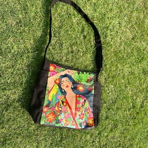 Brand new Handpainted Large spring Girl tote bag