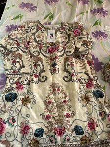 Champagne Gold Printed Crepe Silk Kurta Set