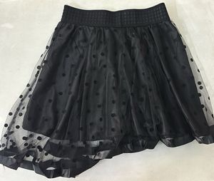 Black Polka Dot Asymmetrical Skirt