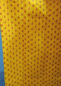 Vibrant Yellow Saree with Red Motif