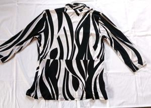 Striking Zebra Print Long Sleeve Top