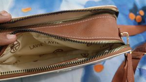Stylish White &amp; Brown Sling Bag